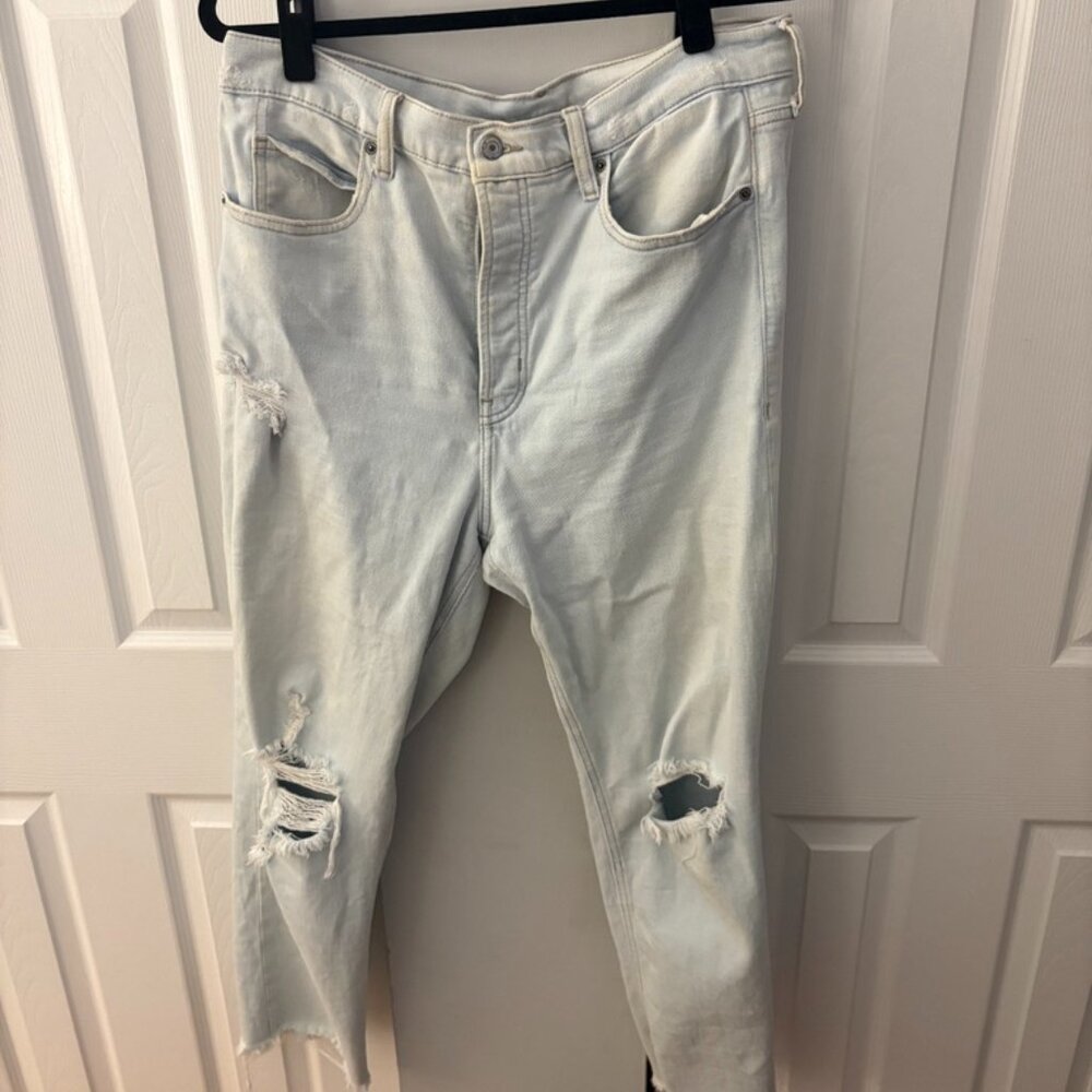 Old Navy Extra High-Waisted Button-Fly Sky-Hi Straight with button fly